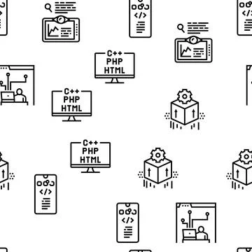 Dev Code Occupation Vector Seamless Pattern Illustrazione stock
