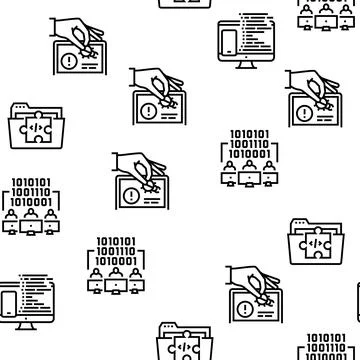 Dev Code Occupation Vector Seamless Pattern 스톡 일러스트