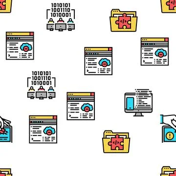 Dev Code Occupation Vector Seamless Pattern Stock Illustration