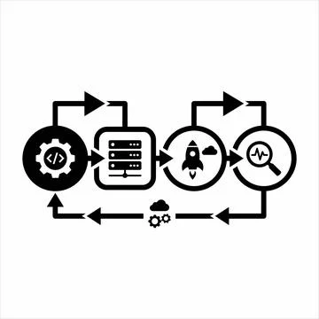 Dev ops continuous integration deployment pipeline 8K ultra quality image rat 스톡 일러스트