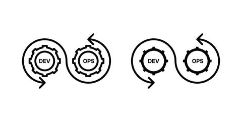 Dev ops icon in black and white. vector icon pack for websites Stock Illustration