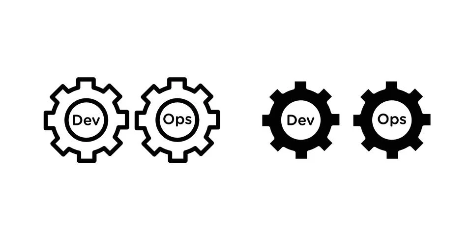 Dev ops icon black vector isolated on white Stock Illustration