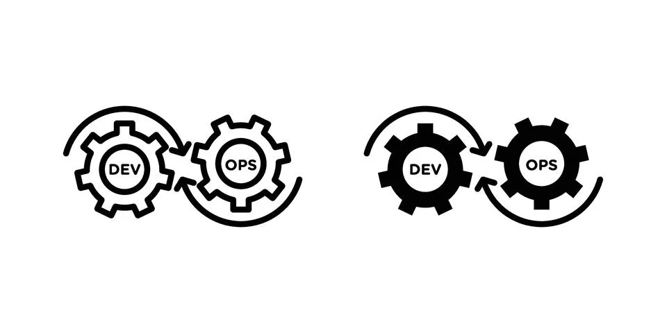 Dev ops icon concept logo design collection Stock Illustration