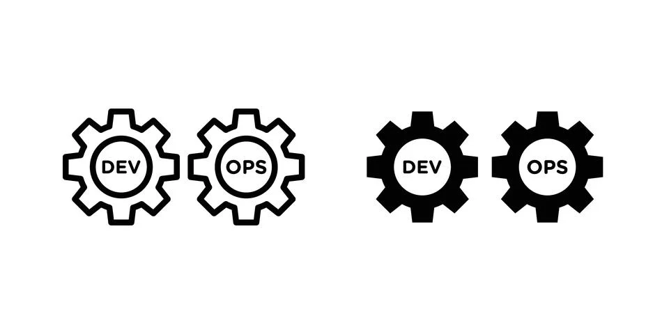 Dev ops icon solid, line, and editable vector set. Stock Illustration