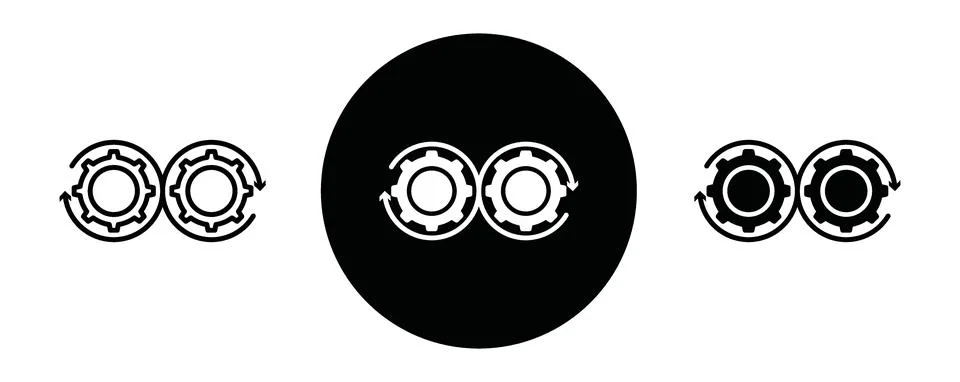 Dev ops outline icon collection or set. Dev ops Thin vector line art Illustrazione stock