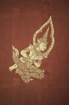 Deva mural in temple pavillion  chiang mai Illustrazione stock