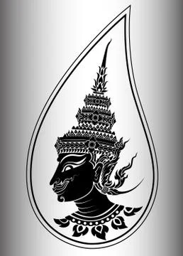 Deva or angel head of Thai art Stock Illustration