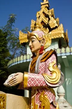 Deva statue in myanmar style molding art Stock Photos