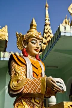 Deva statue in myanmar style molding art Stock Photos