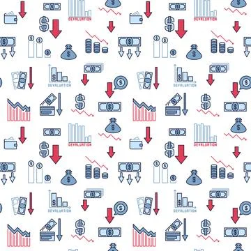 Devaluation and Financial Crisis concept vector seamless pattern Illustrazione stock