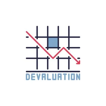 Devaluation and Financial Crisis vector Currency Value Lowering colored icon Stock Illustration