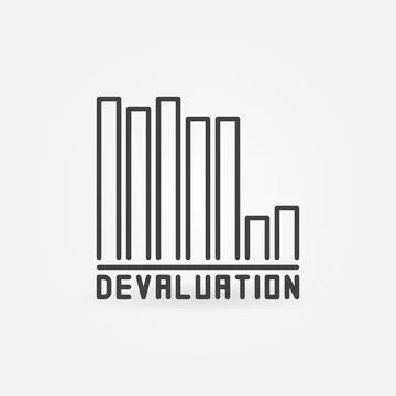 Devaluation Bar Chart vector Currency Value Lowering concept outline icon Stock Illustration