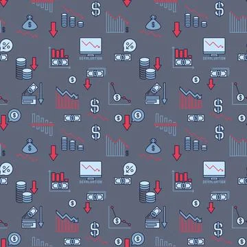 Devaluation creative pattern. Economic Problems concept seamless background Stock Illustration
