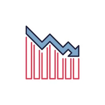 Devaluation Falling Chart vector Recession concept colored icon Illustrazione stock