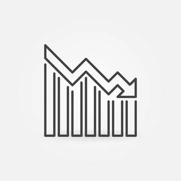 Devaluation Falling Graph vector Recession concept minimal outline icon Illustrazione stock
