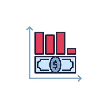 Devaluation Money Graph vector Currency Value Lowering colored icon Illustrazione stock
