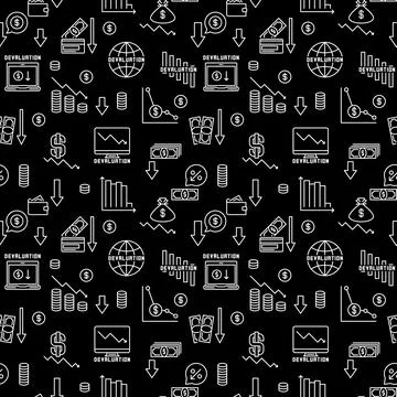 Devaluation outline pattern - Economic Problems seamless background Stock Illustration