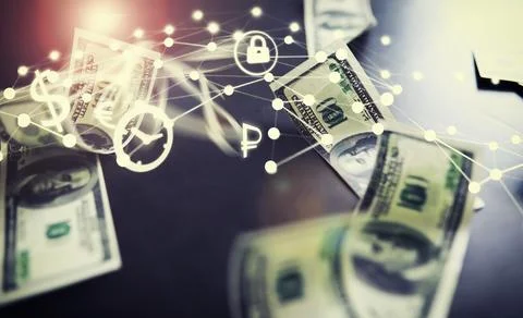 Devaluation of US dollar currencies. Devaluation refers to a decrease in a .. 스톡 사진