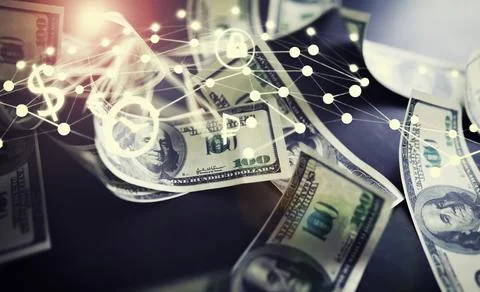 Devaluation of US dollar currencies. Devaluation refers to a decrease in a .. 스톡 사진