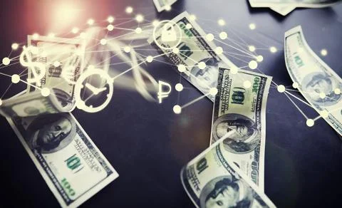 Devaluation of US dollar currencies. Devaluation refers to a decrease in a .. 写真素材