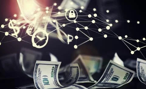 Devaluation of US dollar currencies. Devaluation refers to a decrease in a .. 스톡 사진