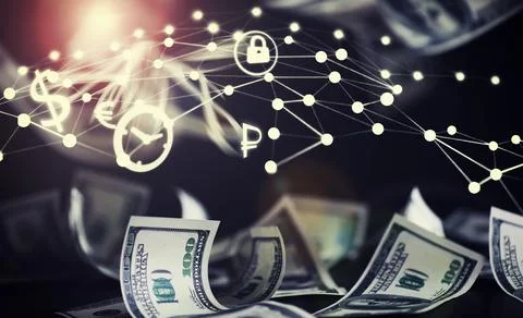 Devaluation of US dollar currencies. Devaluation refers to a decrease in a .. Stockfoto's