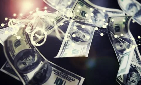 Devaluation of US dollar currencies. Devaluation refers to a decrease in a .. 스톡 사진