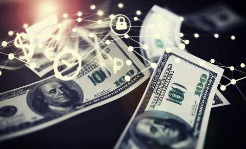 Devaluation of US dollar currencies. Devaluation refers to a decrease in a .. 스톡 사진