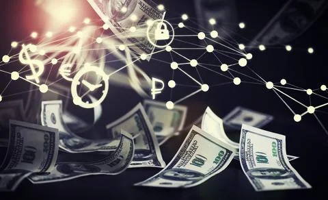 Devaluation of US dollar currencies. Devaluation refers to a decrease in a .. Stock Photos