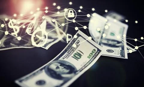 Devaluation of US dollar currencies. Devaluation refers to a decrease in a .. Stock Photos