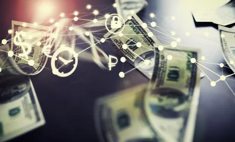 Devaluation of US dollar currencies. Devaluation refers to a decrease in a .. 스톡 사진