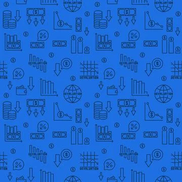 Devaluation vector Financial Crisis concept outline seamless pattern Stock Illustration