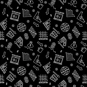 Devaluation vector thin line minimal seamless pattern Stock Illustration