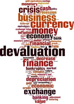 Devaluation word cloud Stock Illustration