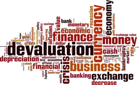 Devaluation word cloud Stock Illustration