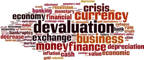Devaluation word cloud Stock Illustration