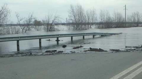 Devastated flooded road caused by disaster forceful impact Stock-Footage 278691962
