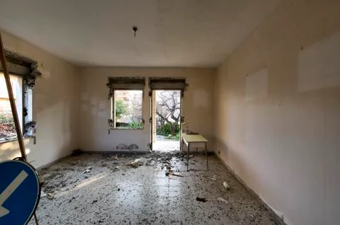 Devastated home interior Stock Photos