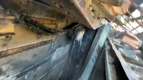 Devastating aftermath of a building fire with smoldering ruins Video stock 320815668