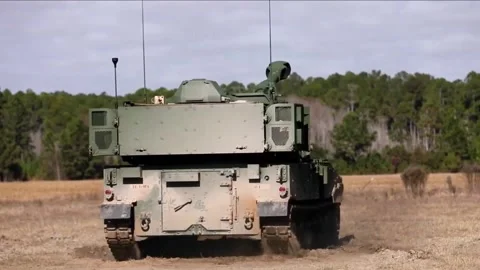Devastating Artillery Weapon - Powerful M109 Paladin Howitzer  (16) Stock Footage 253333606