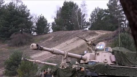 Devastating Artillery Weapon - Powerful M109 Paladin Howitzer  (18) Stock Footage 253333672