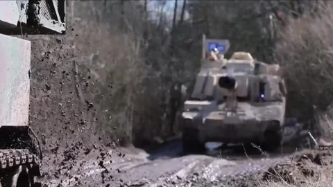 Devastating Artillery Weapon - Powerful M109 Paladin Howitzer  (26) Stock Footage 253333892