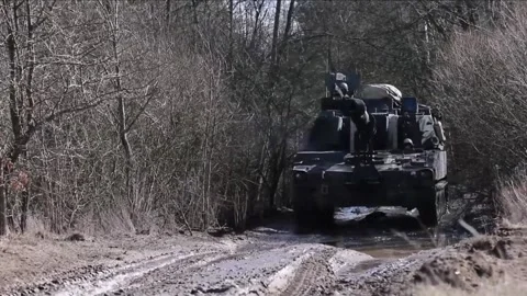 Devastating Artillery Weapon - Powerful M109 Paladin Howitzer  (25) Stock Footage 253333908