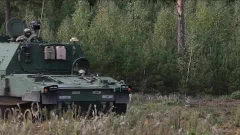 Devastating Artillery Weapon - Powerful M109 Paladin Howitzer  (3) Stock Footage 253334012