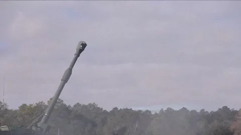 Devastating Artillery Weapon - Powerful M109 Paladin Howitzer  (30) Video stock 253334069