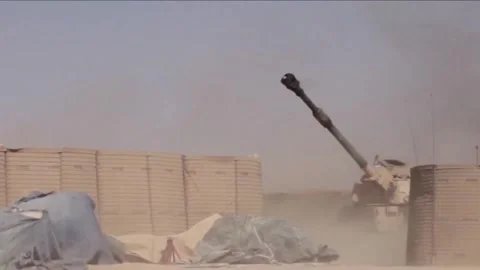 Devastating Artillery Weapon - Powerful M109 Paladin Howitzer  (45) Stock Footage 253334537