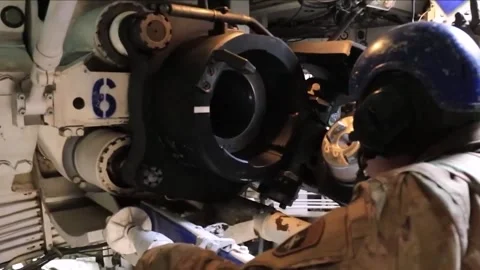 Devastating Artillery Weapon - Powerful M109 Paladin Howitzer  (48) Stock Footage 253334618