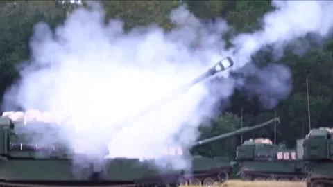Devastating Artillery Weapon - Powerful M109 Paladin Howitzer  (6) Video stock 253334840