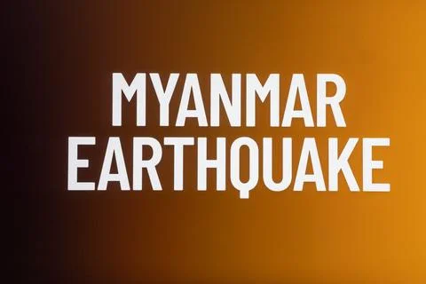 Devastating earthquake hits myanmar a shattering event captured dramatic im.. Stock Illustration