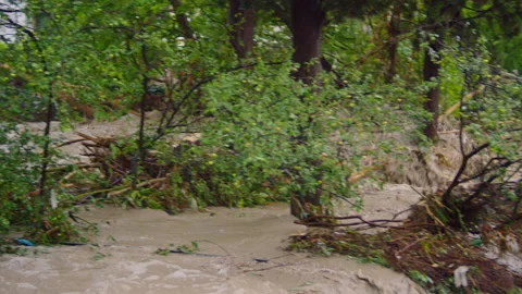 Devastating flood and hurricane in the city Stock Footage 158856213